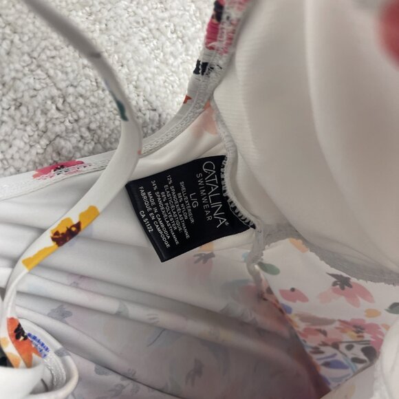 Catalina Swimwear Floral Watercolor Top Halter Size L Tropical AOP Summer Beach - Picture 8 of 12